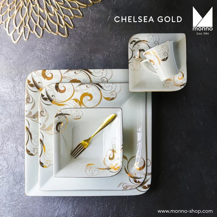 Monno Chelsea Gold Porcelain Dinner Set