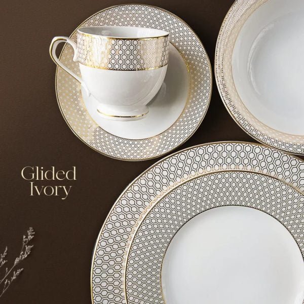 Monno Gilded Ivory Porcelain Dinner Set
