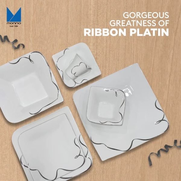 Monno Ribbon Platin Porcelain Dinner Set